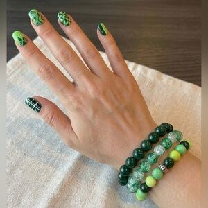 NEW! 3Pieces Beads Green Chakra Bracelet Set